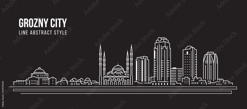 Cityscape Building panorama Line art Vector Illustration design - Grozny city