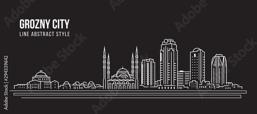 Cityscape Building panorama Line art Vector Illustration design - Grozny city