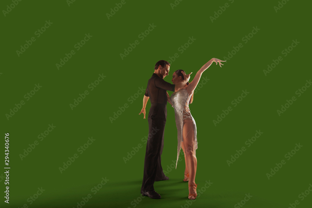 Fototapeta premium Ballroom dancing isolated on green screen.
