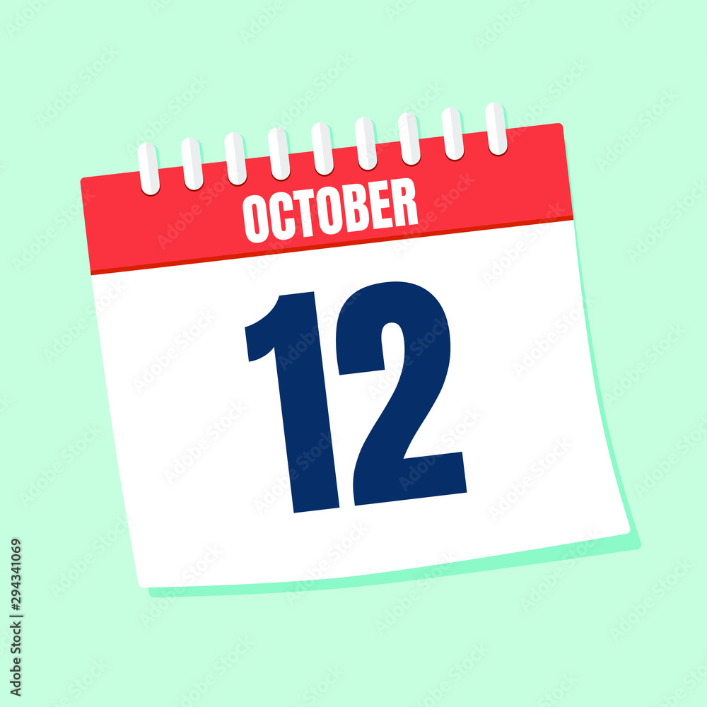 Vector illustration. Calendar icon. Calendar Date - October 12. Planning. Time management. Vector illustration. Calendar icon. Calendar Date - October 12. Planning. Time management.