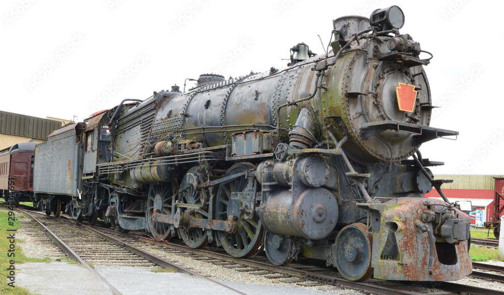 Naklejka premium Rusting American steam locomotives in Pennsylvania, USA