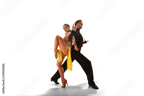 Canvas Print Ballroom dancing isolated on white.