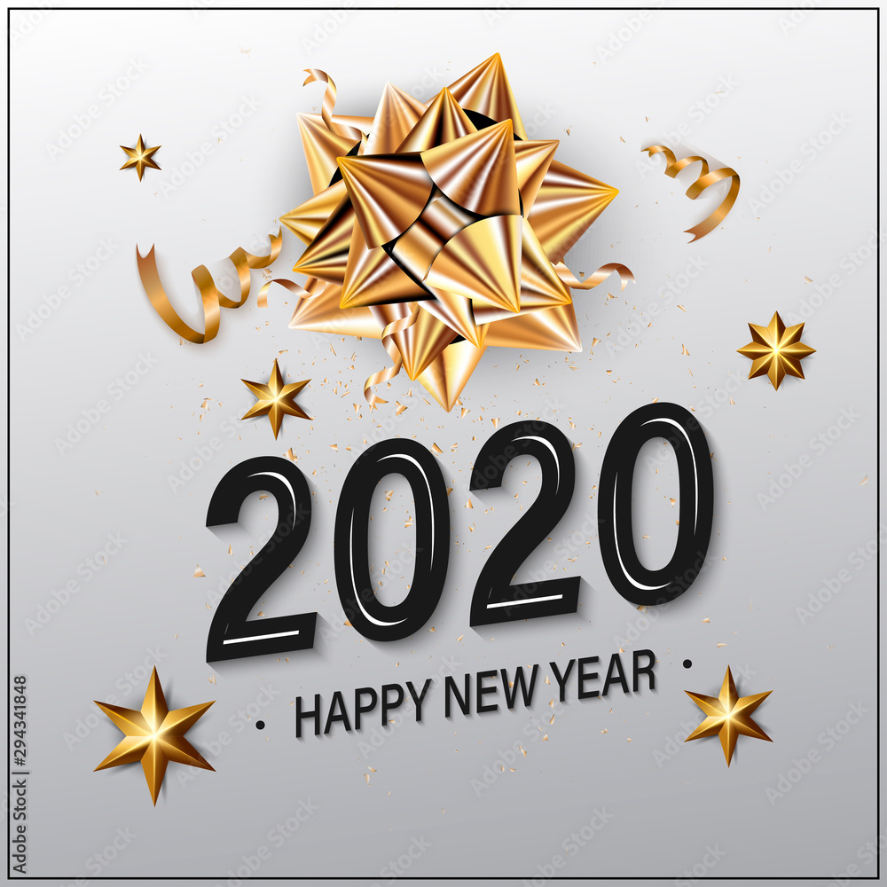vector illustration of happy new year gold and black collors place for text christmas balls 2020 vector illustration of happy new year gold and black collors place for text christmas balls 2020