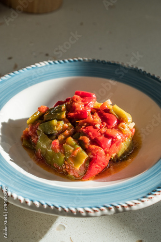 Turkish Green Pepper with Tomato Sauce / Biber Yaglamasi. photo