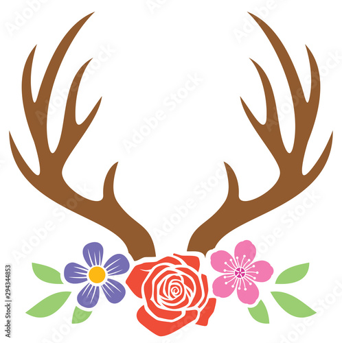 deer horns with flowers