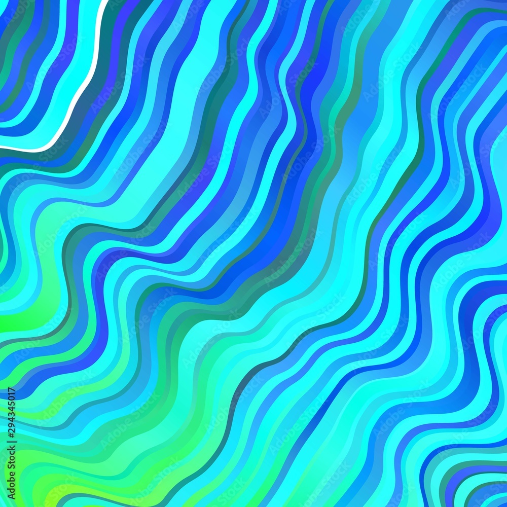 Fototapeta premium Light Blue, Green vector backdrop with bent lines.