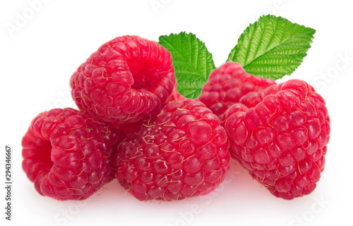 Fresh raspberry on white background