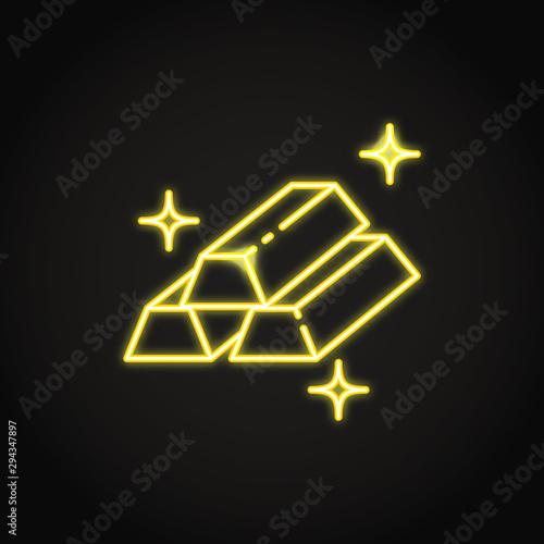 Gold bar icon in neon line style