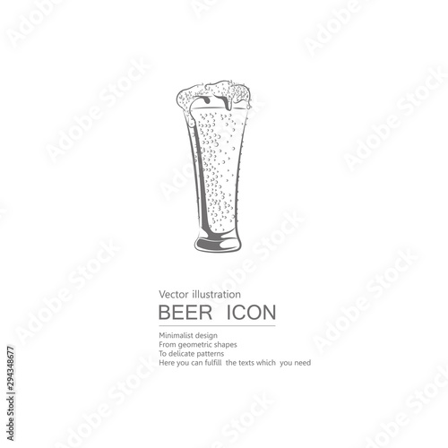 Vector drawn beer mug. Isolated on white background.