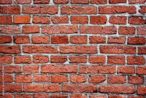 Photography Red old brick wall on vintage houses