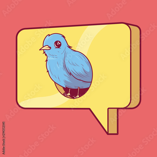 Message symbol bird house vector illustration. Communication, social media, network design concept