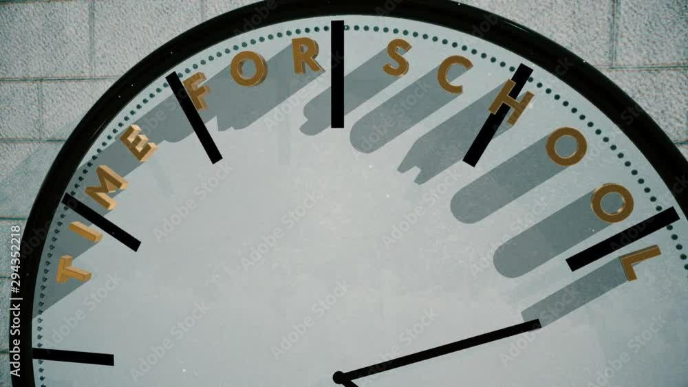 Time for school on clock animation Time for school on clock animation