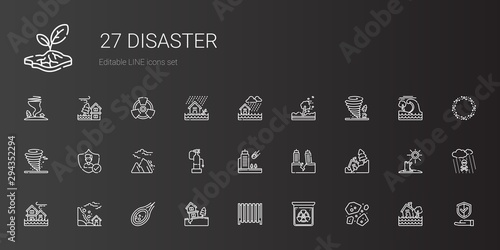 Valokuvatapetti disaster icons set
