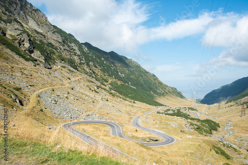 Transfagarasan road with beautiful mountains landscape. Summer sunny weather in Romanian Carpathians