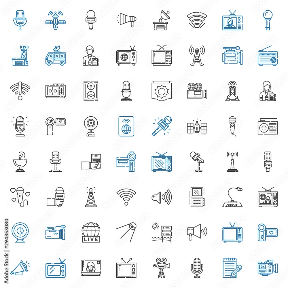 broadcast icons set broadcast icons set