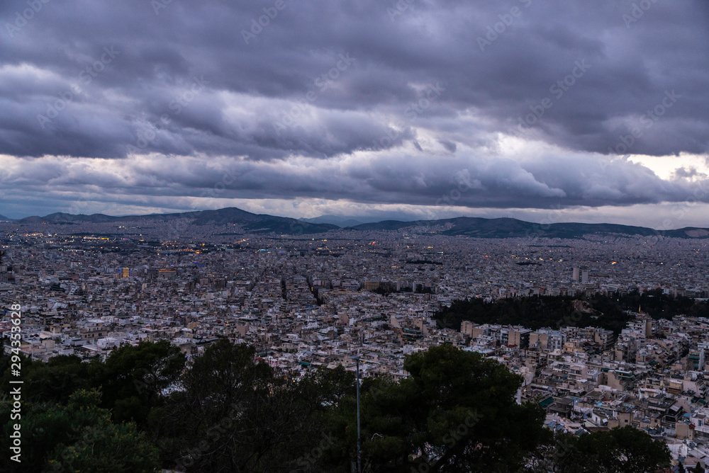 Overview of Athens at night, Greece Overview of Athens at night, Greece