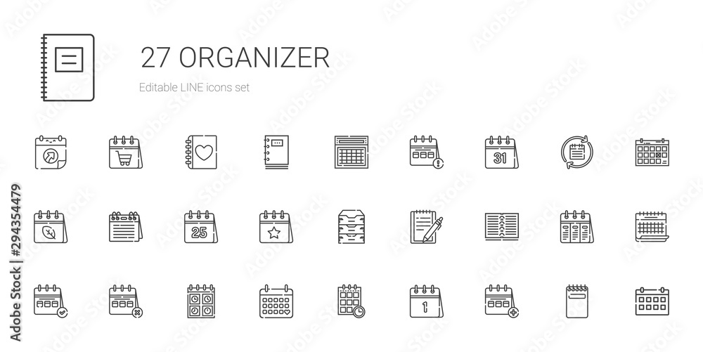 organizer icons set organizer icons set