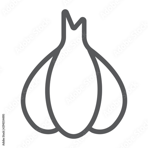 Garlic line icon, pungent and vegetable, clove sign, vector graphics, a linear pattern on a white backgrond.