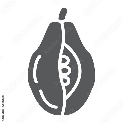 Papaya glyph icon, food and vitamin, exotic fruit sign, vector graphics, a solid pattern on a white backgrond.