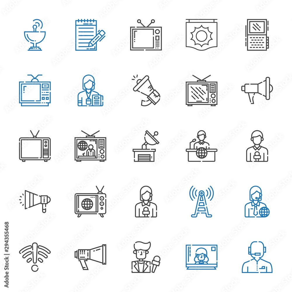 broadcasting icons set broadcasting icons set