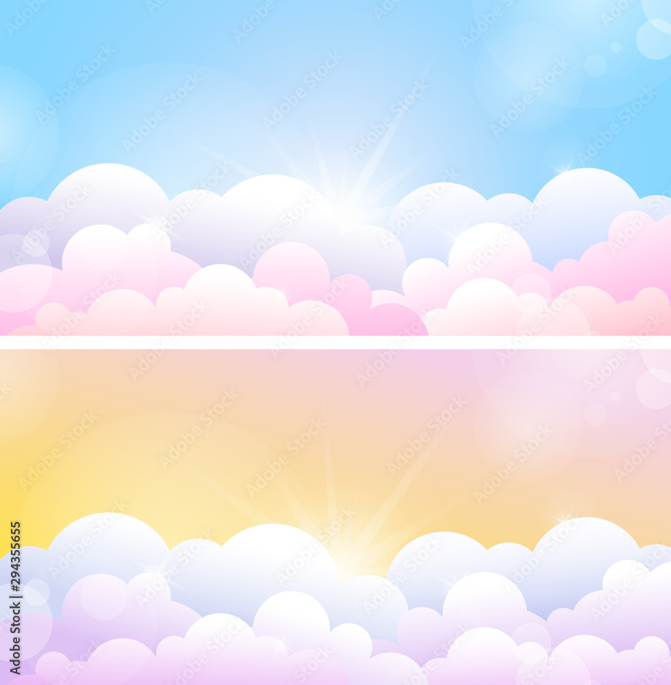 Beautiful sunset or sunrise rose and blue sky with clouds. Horizontal vector illustration Beautiful sunset or sunrise rose and blue sky with clouds. Horizontal vector illustration