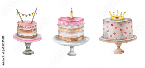 Cake set in watercolor