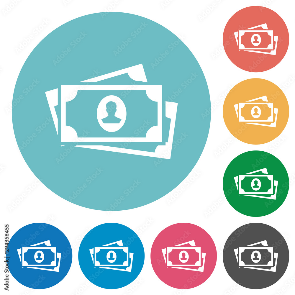 More banknotes with portrait flat round icons More banknotes with portrait flat round icons