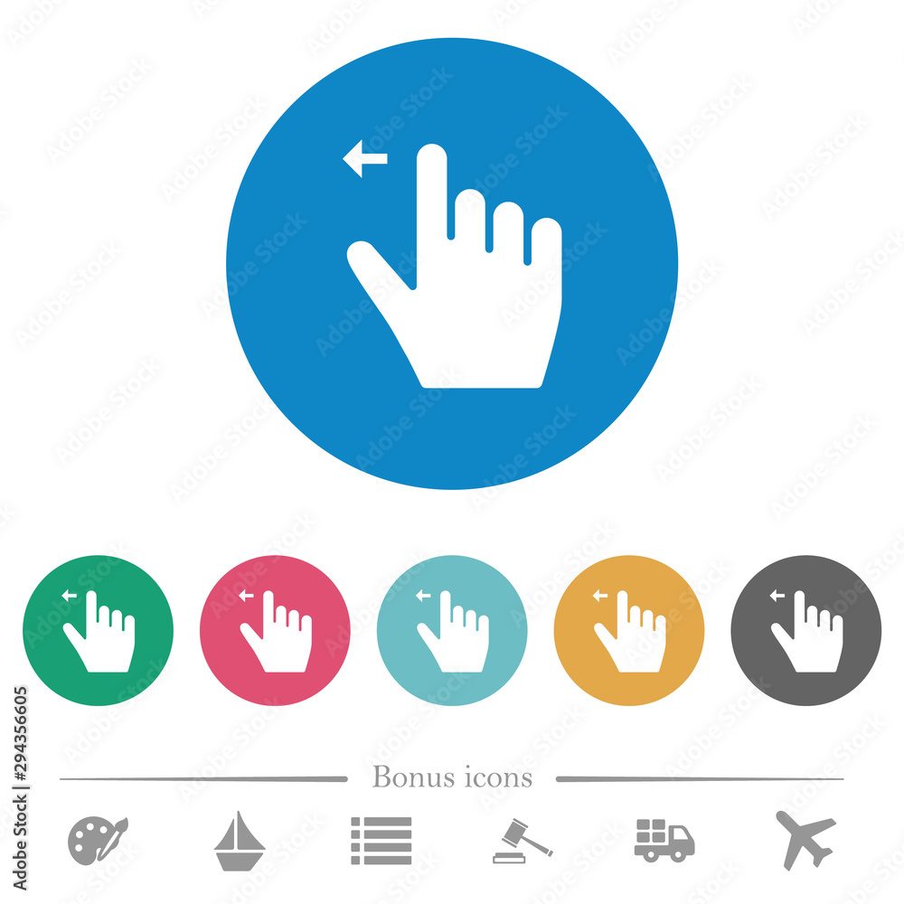 Right handed move left gesture flat round icons Right handed move left gesture flat round icons