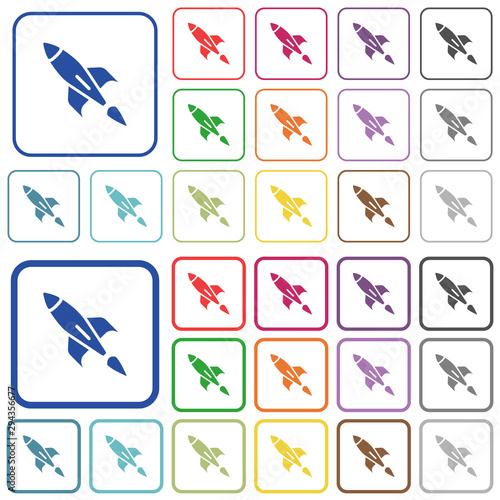 Rocket outlined flat color icons