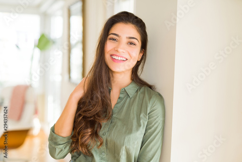 Free Download Beautiful brunette woman smiling cheerful, looking happy and positive - GFXLoad