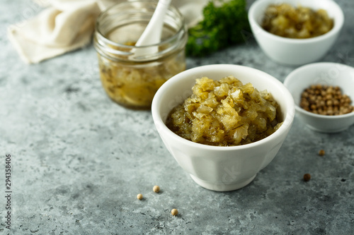 Homemade cucumber pickle or relish