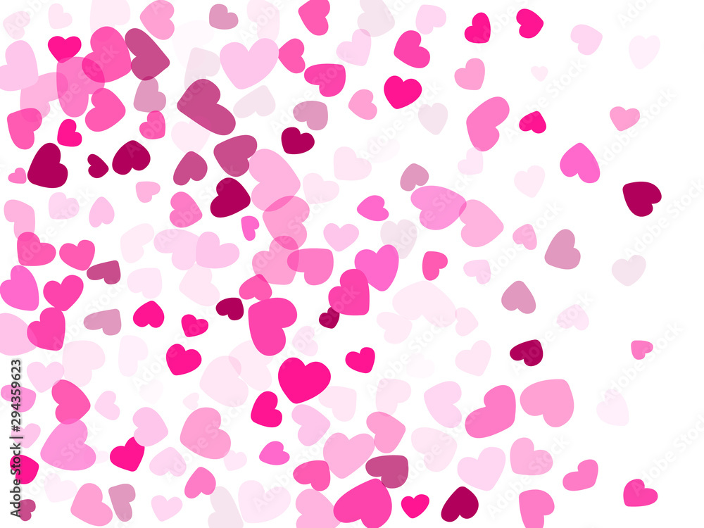 Hearts confetti flying vector background graphic design.