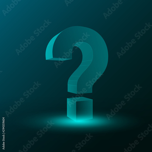 Big 3D question mark in turquoise colors