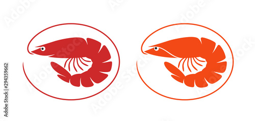 Shrimp logo. Isolated shrimp on white background. Prawns