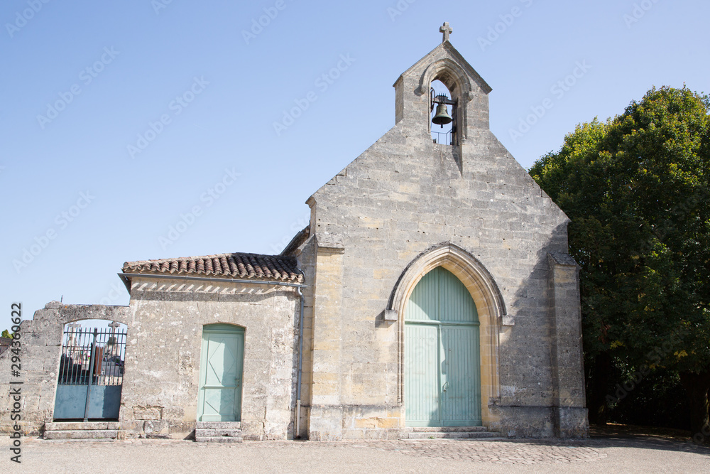 Detail of architecture of the church near Saint-Emilion Village France