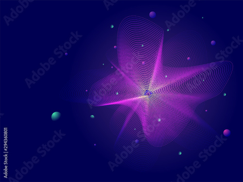 Hi-Tech Blockchain Network on abstract blue background for Deep learning concept.