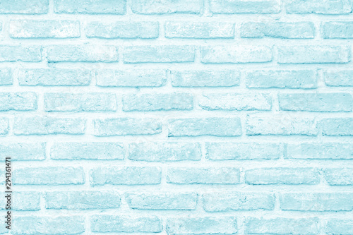 Abstract Pastel Blue and White brick wall texture background pre wedding. Brickwork or stonework lovely flooring interior rock pattern clean concrete grid uneven bricks, design teen style.
