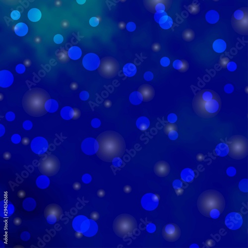 Light BLUE vector pattern with circles, stars. Abstract illustration with colorful spots, stars. Pattern for booklets, leaflets.
