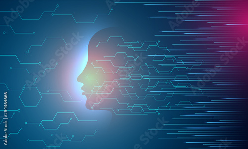 Biometric identification or Facial recognition system concept.
