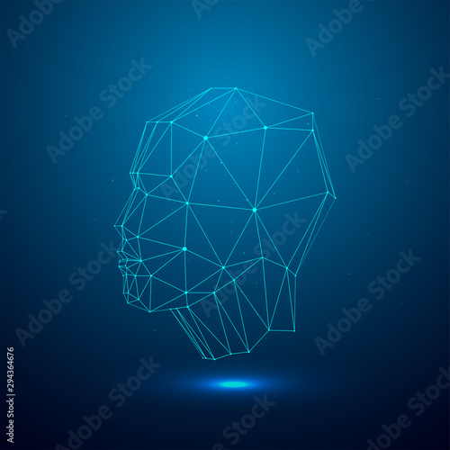 Biometric identification or Facial recognition system concept.