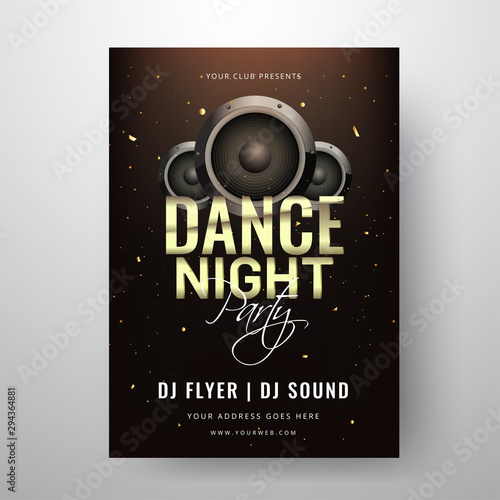 Dance Night Party template or clud invitation card design with speakers illustration. photo