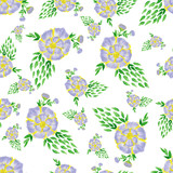 aquarelle  seamless violet  floral pattern with flowers isolated