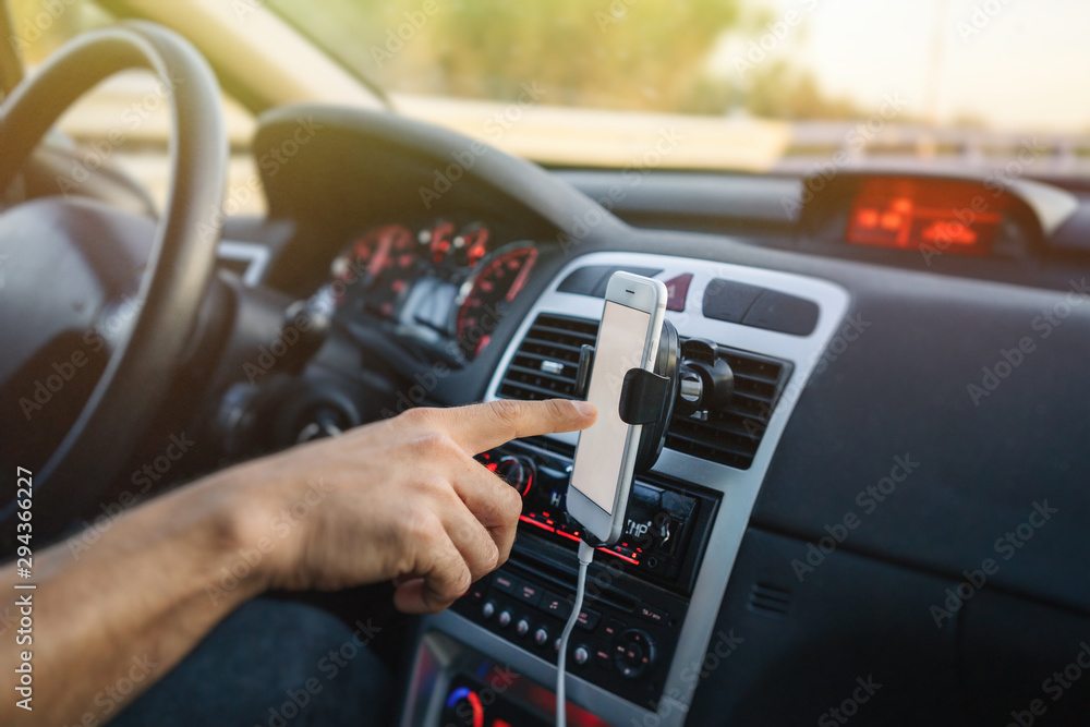 Man using phone while driving Man using phone while driving