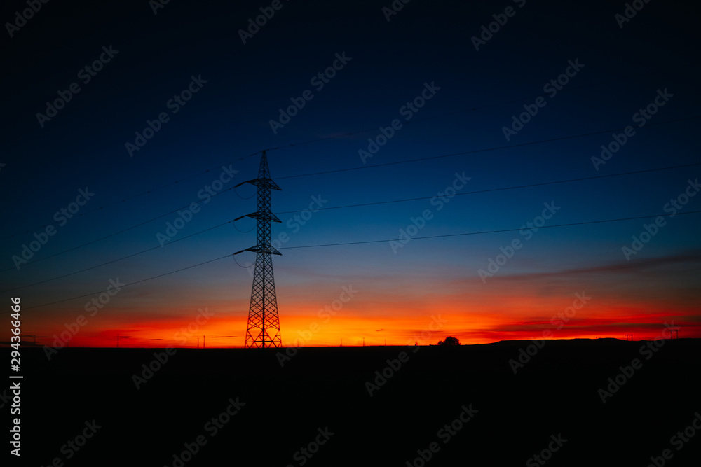 Fototapeta premium Electric tower at sunset
