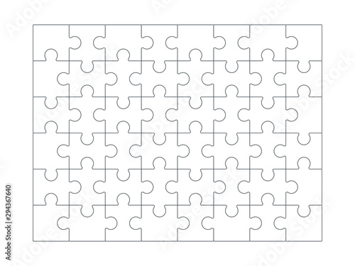 Puzzle background. Jigsaw blank white puzzle set for design projects vector line collection. Pattern puzzle, solution construction metaphor illustration