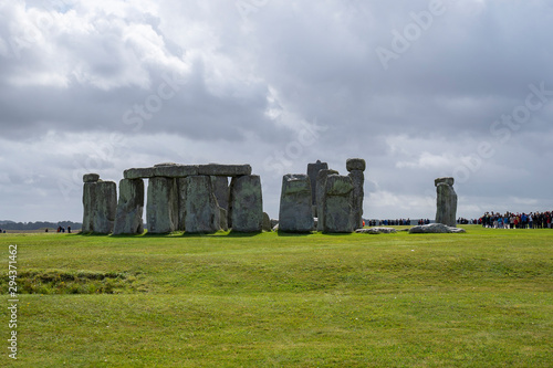 Stonehenge with Blue Sky, Salisbury, England.