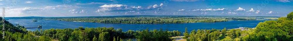 Panoramic view of the Dnieper river. Kanev, Cherkasy region, Ukraine