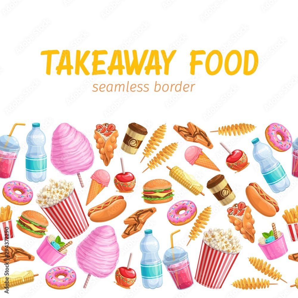 Seamless border street food Stock Vector | Adobe Stock