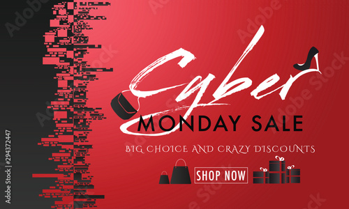 Big Choice Crazy Discount Offers on Cyber Monday Sale. Creative header, advertisement banner or promotional poster design.