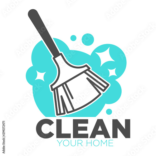 Broomstick and soap, cleaning tool isolated icon, household